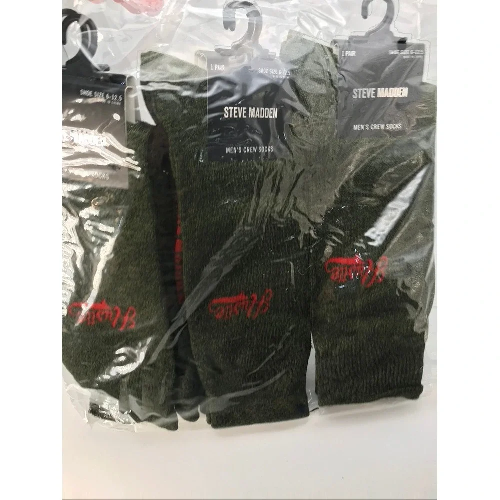 Steve Madden Mens Crew Socks 6 Pack Green Camo Casual Shoe Size 6-12.5‎ MSM43710